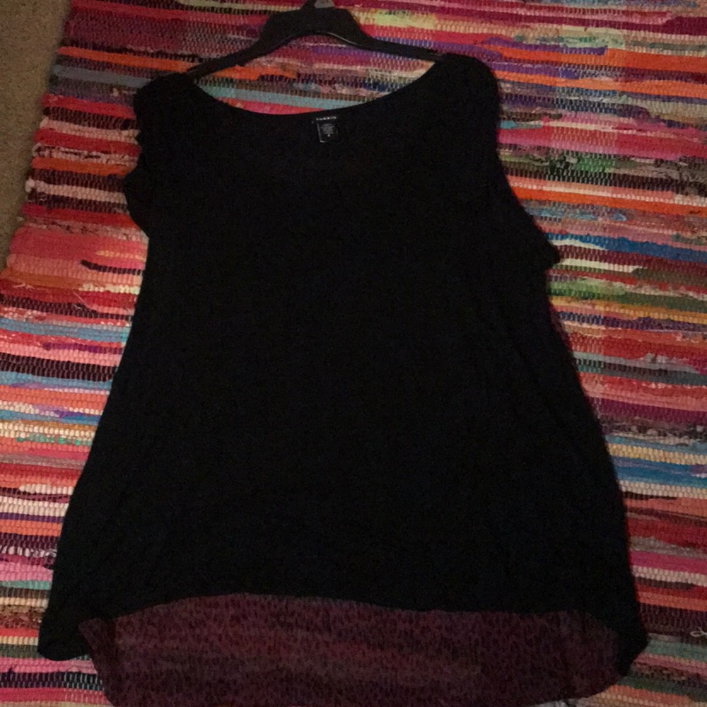 Black top with pink and black sheer back